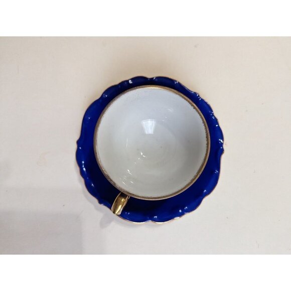Vintage Bareuther Bavaria Germany Tea Cup & Saucer Blue Gold Trim Demitasse - Picture 4 of 10